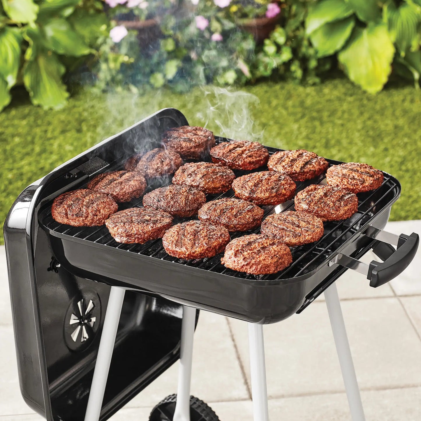 17.5" Square Steel Charcoal Grill with Wheels