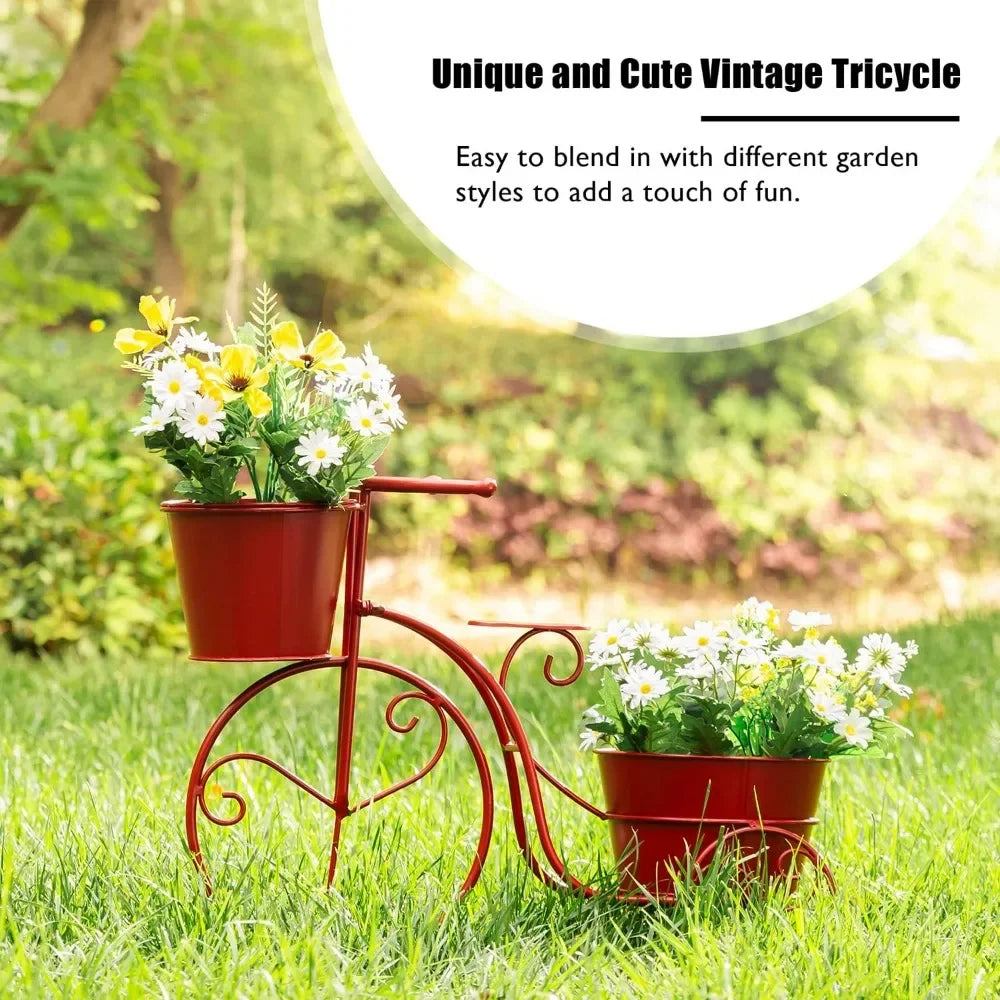 Hand Painted Metal Tricycle Plant Stand