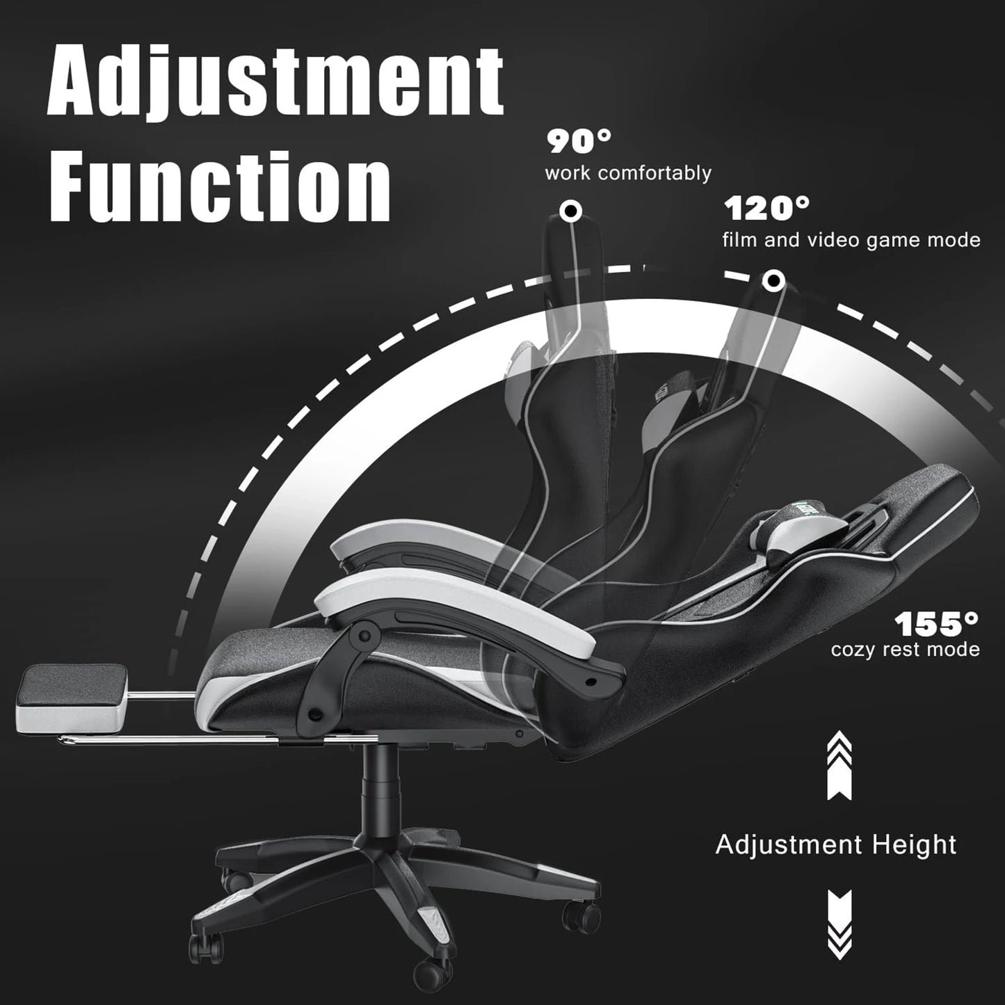 Ergonomic Gaming Chair with Footrest