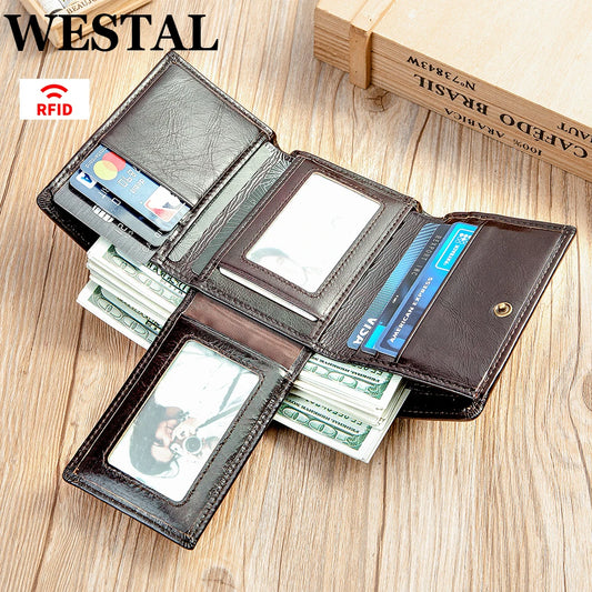 WESTAL RFID Mens Genuine Leather Wallet