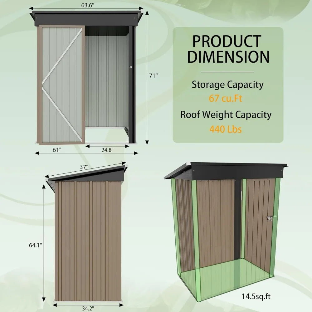 5 x 3 FT Outdoor Lockable Storage Shed