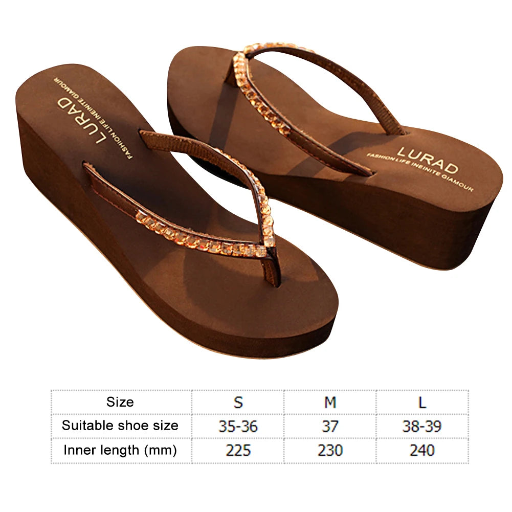 Ladies Wedge Beach Platform Flip Flops